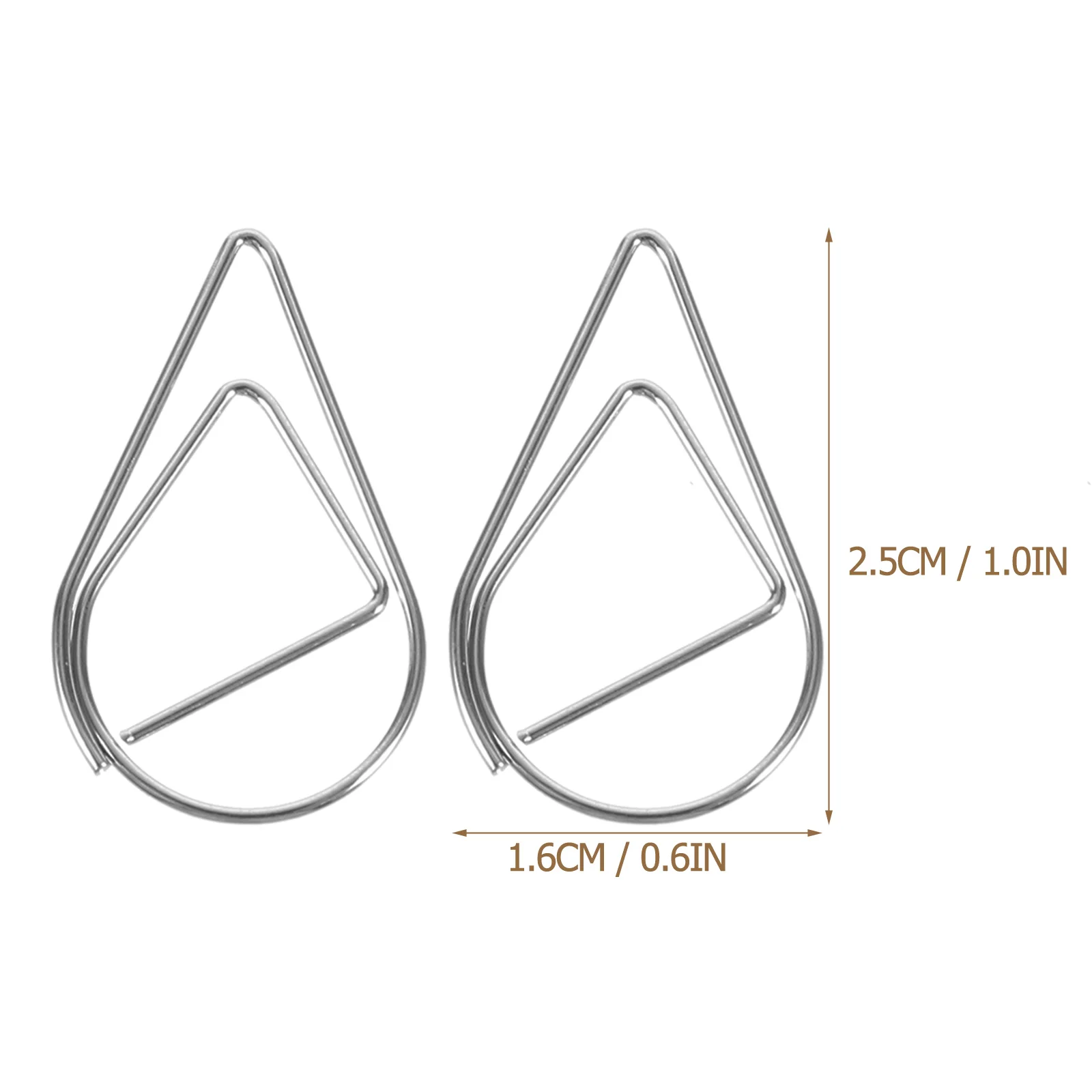 50pcs 모델링 종이 클립 금속 소재 워터 드롭 모양 골든 실버 블랙 컬러 북마크 메모 클립 오피스 문구
