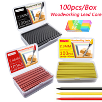 100pcs/Box Solid Carpenter Pencil Replaceable Lead With Eraser Woodworking Mechanical Pencil Lead Marking Architectural Painting