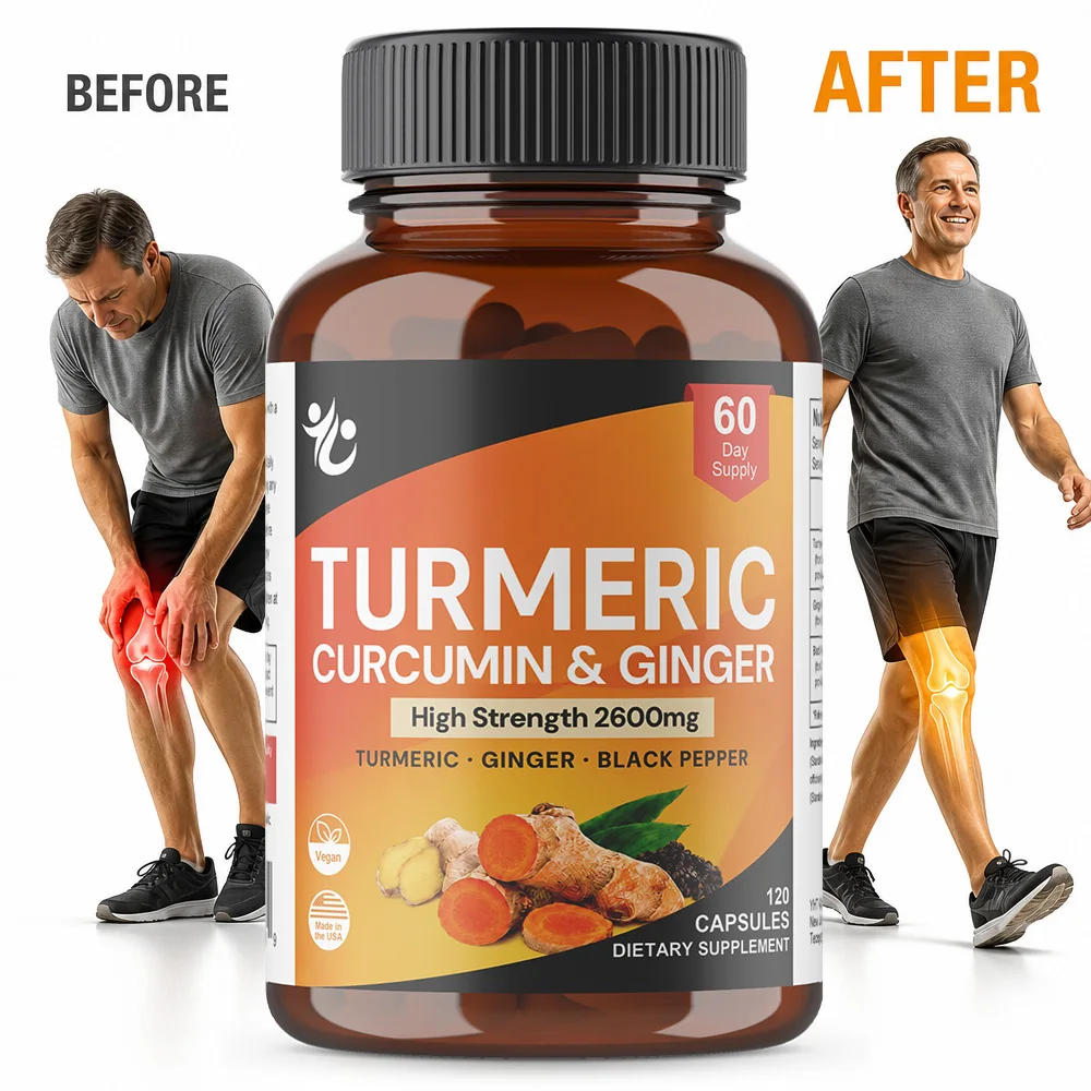 Turmeric Curcumin with Black Pepper, Ginger - Daily Health Supplements, Support Joint, Digestive & Immune