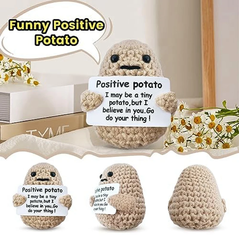 Mini Positive Potato, Cute Wool Funny Knitted Positive Potato, Positive Gifts Funny Gift Positive Potato