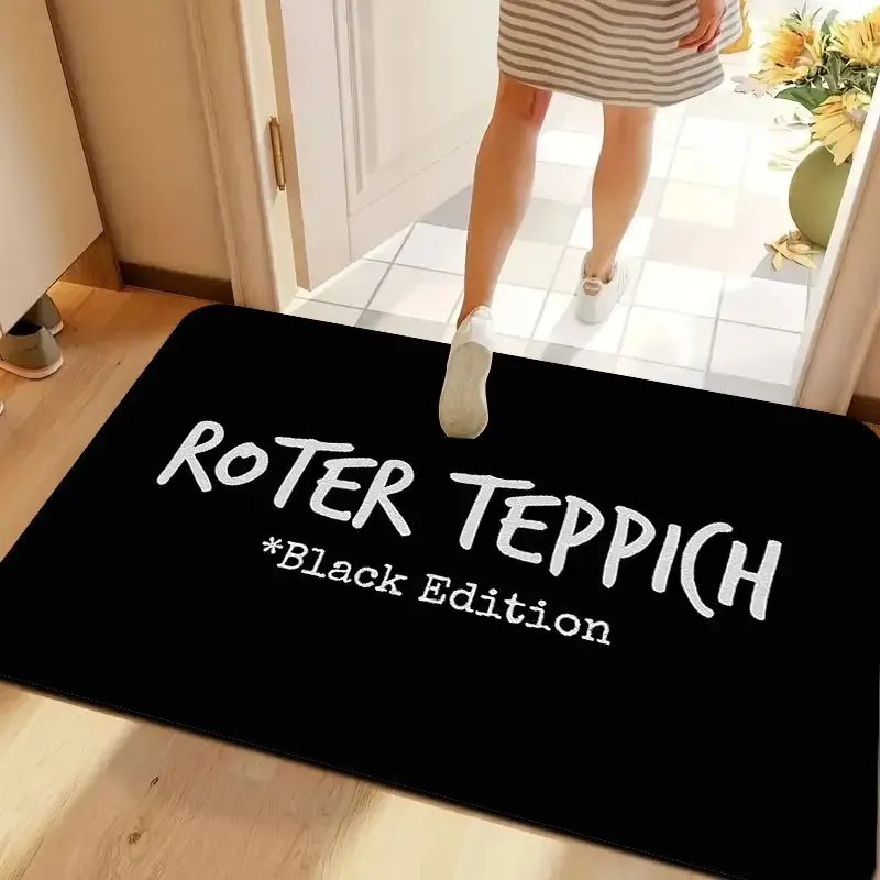 Roter Teppich Black Edition Flannel Doormat Simple Letter Print Anti Slip Absorbent Front Door Mat Indoor House Entrance Decor