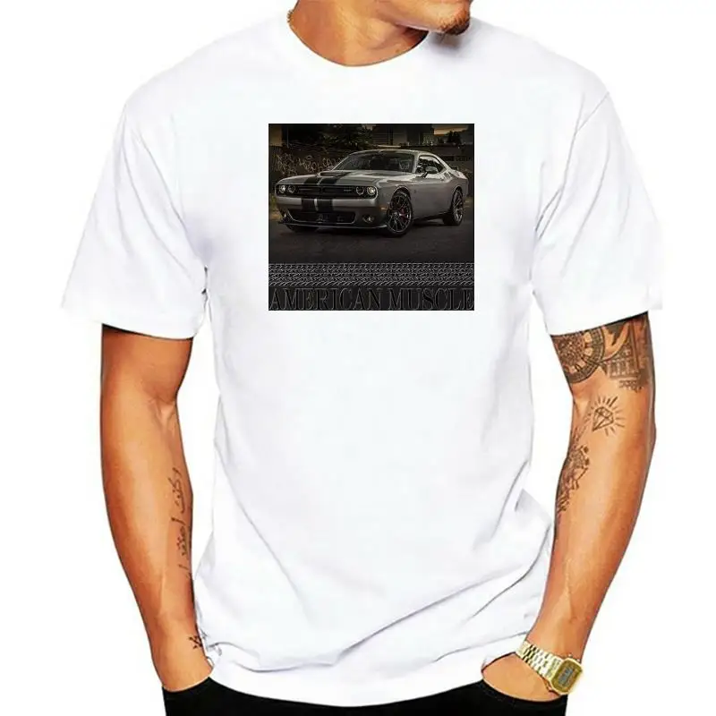 2023 Sıcak satış Moda Amerikan Kas Araba SRT Challenger Gri Hotrod Araba T-shirt Tee gömlek