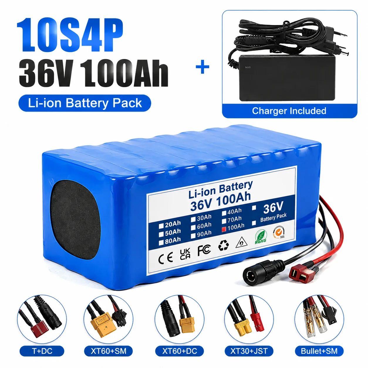 Image of 36V 100Ah 3600Wh 10S4P Lithium-Ionen-Rollstuhlbatterie für XT60 XT30