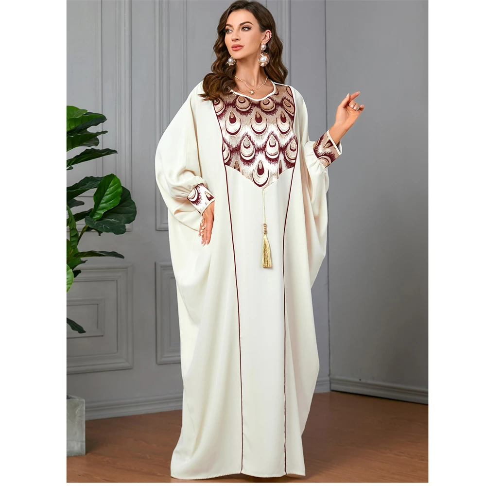 

African Muslim Caftan Abaya for Women Dress Summer Bat Sleeve Long Abaya Oversized Loose Robe Vestidos Moroccan Kaftan Elbise
