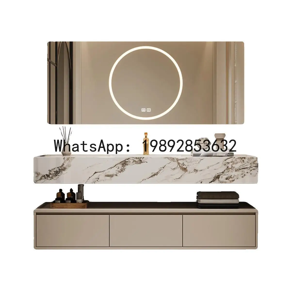 

X-28 sintered stone seamless ceramic basin bathroom vanity set