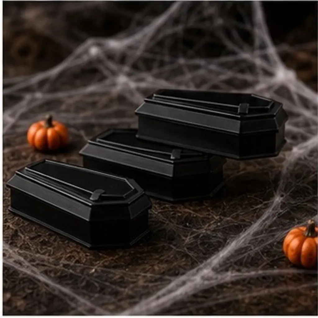 Halloween Coffin Candy Boxes 4 Pack Small Trick or Treat Containers Spooky Party Favors Prank Decor