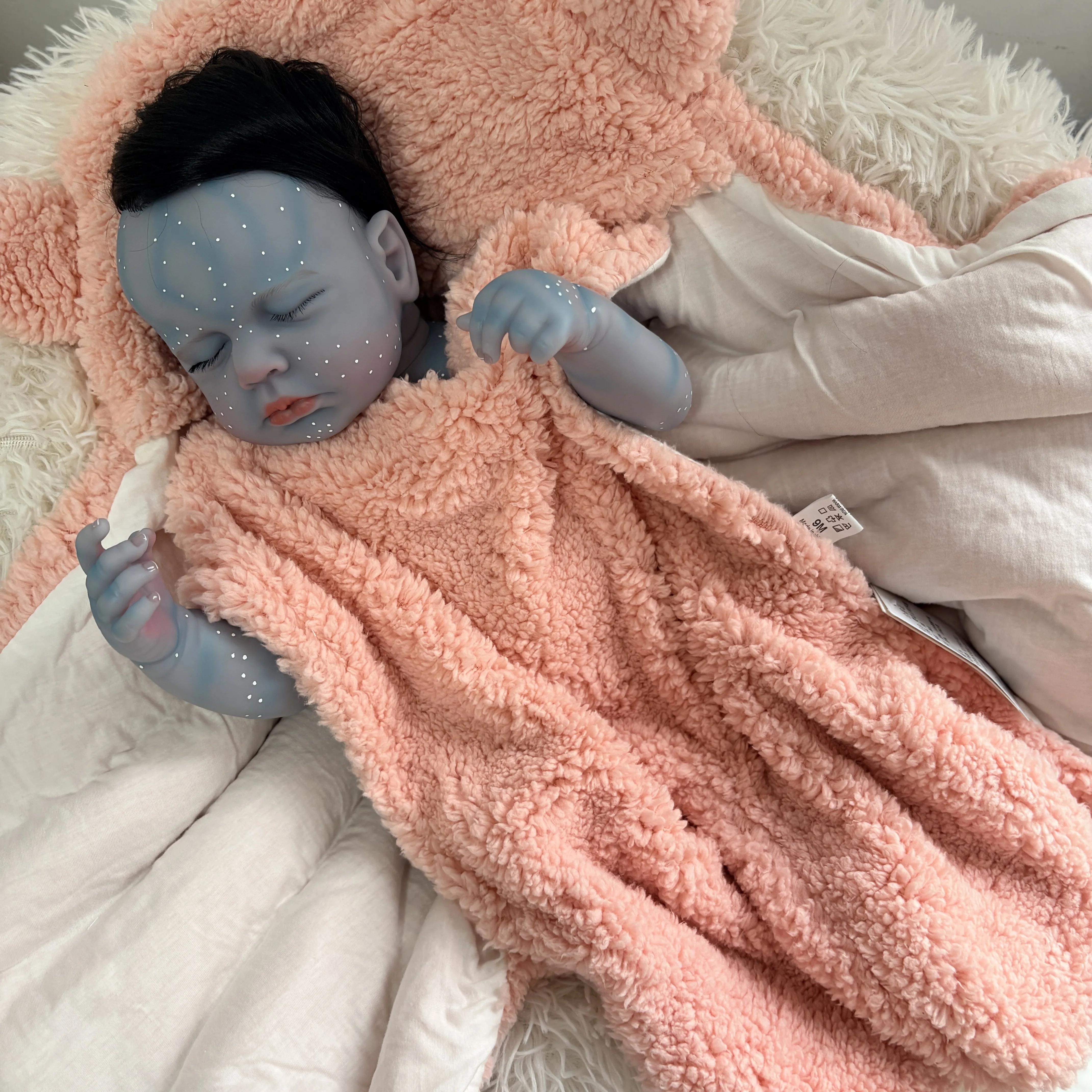 

Кукла-реборн Лулу 48 см, виниловое тело для девочки, мягкая на ощупь, с 3D-эффектом голубой кожи, специальная кукла-игрушка (одеяло в комплект не входит)