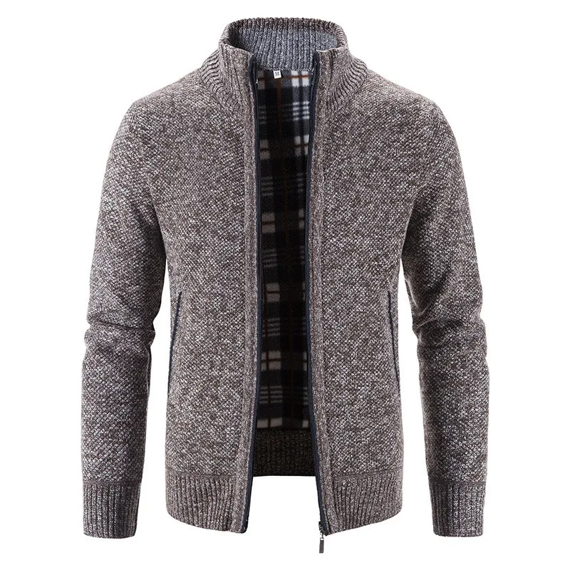 Cárdigan de punto para hombre, jerséis informales de Jacquard cálidos de manga larga para otoño e invierno, estilo europeo y americano