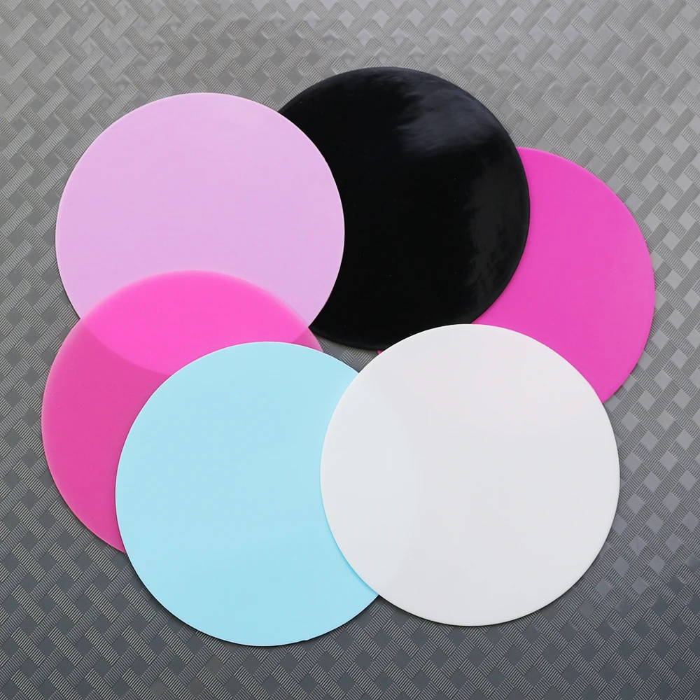 1PCS 9.5cm Round Nail Table Mat Silicone Nail Art Mix Coloring Pad Washable painted color Plate Manicure Tools Accessory