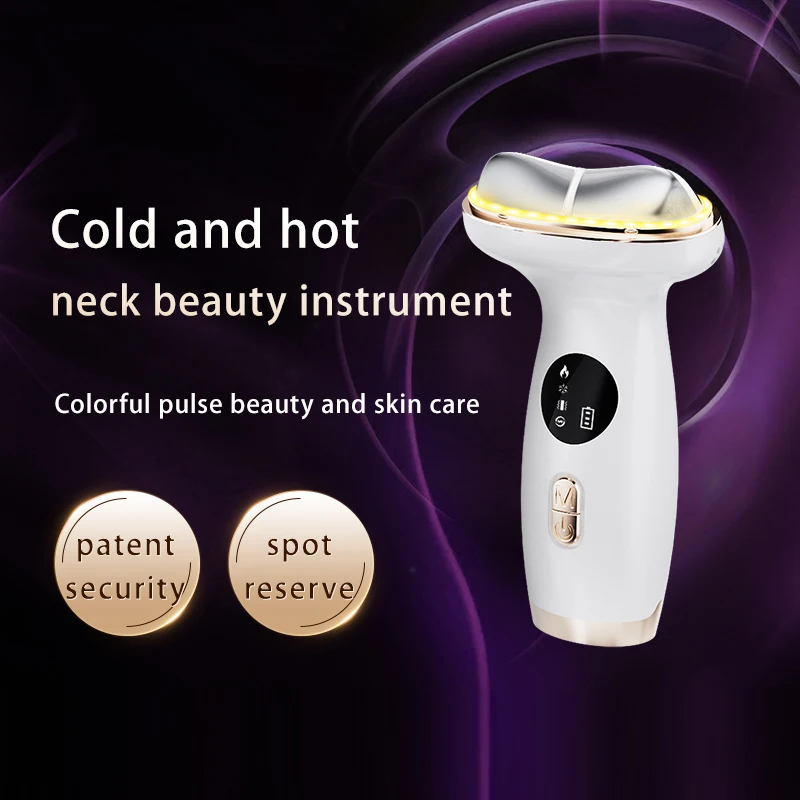 Massaggiatore per collo e viso a LED a 7 colori Terapia calda/fredda Dispositivo a microcorrente Vibrazione Spa domestico portatile