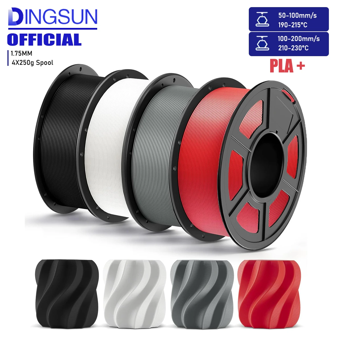 

Комплект нити для 3D-принтера PLA+, PLA Plus, точность размеров 1,75 мм +/- 0,02 мм, подходит для большинства 3D-принтеров FDM, 250 г/500 г/1000 г