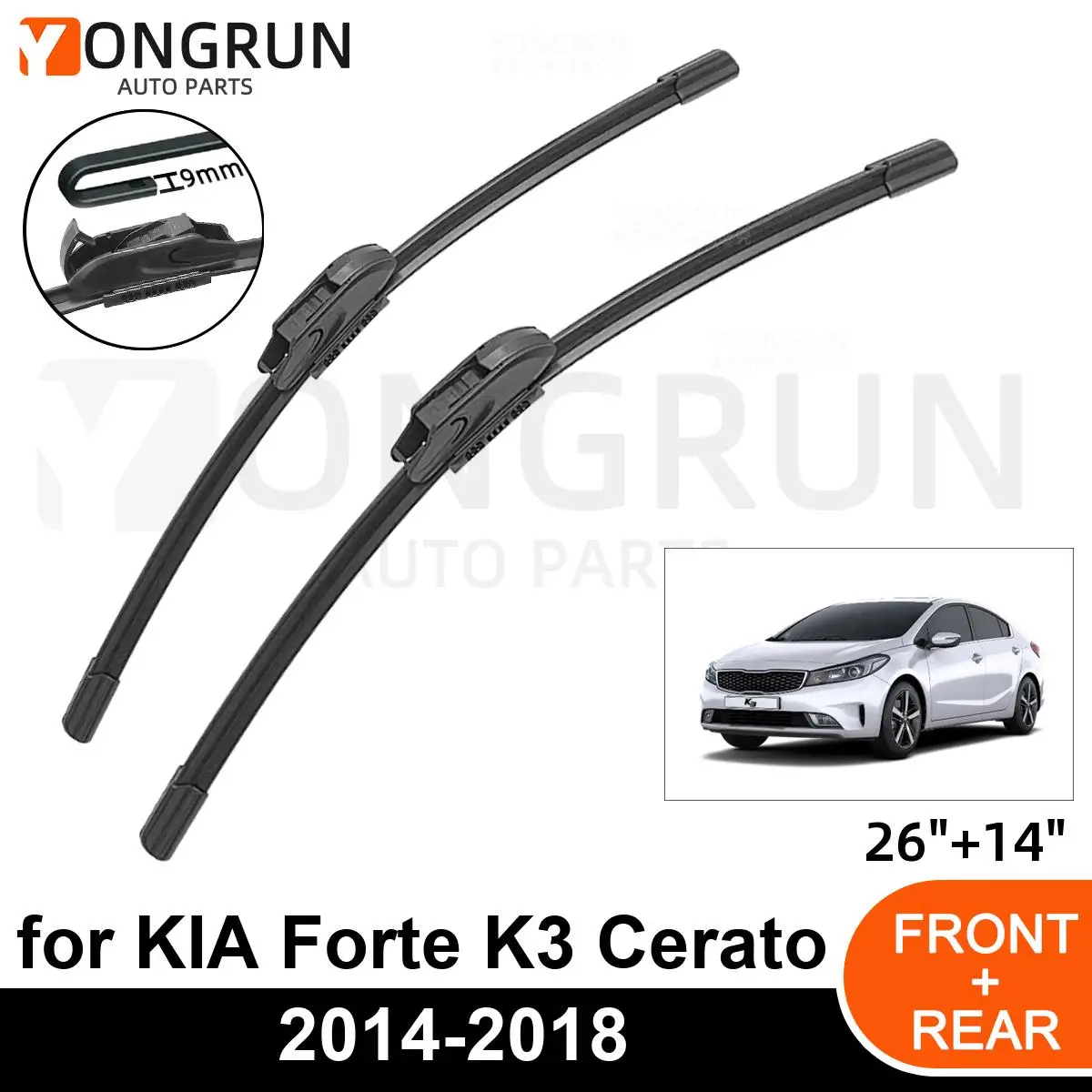 

Car Front Windshield Wipers For KIA Forte K3 Cerato 2014-2018 Wiper Blade Rubber 26"+14" Car Windshield Windscreen Accessories