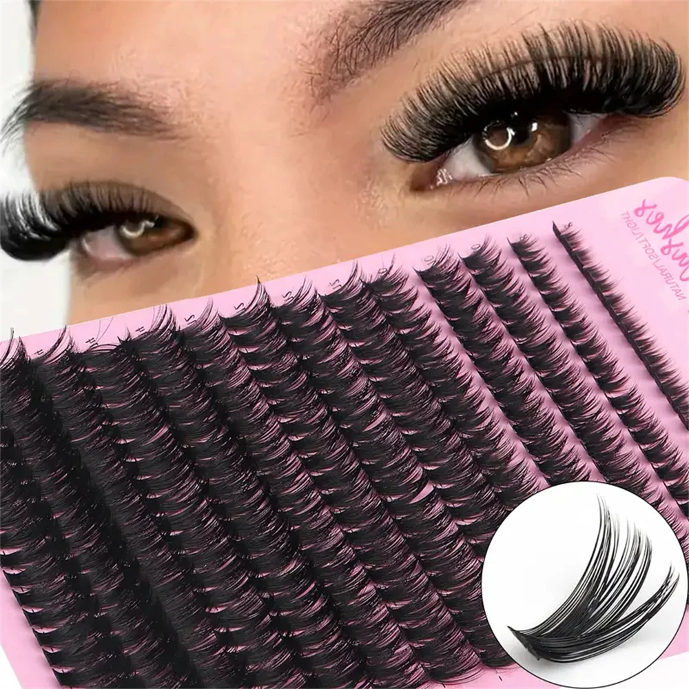 280 Büschel 60D Falsche Nerz-Wimpern D-Curl Natürliche Wimpernverlängerung Russische Streifen Einzelwimpern Make-up-Tool