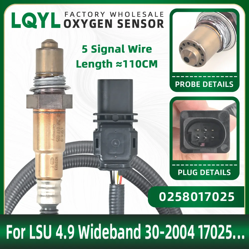 Najwyższa jakość 0258017025   Czujnik stosunku powietrza do paliwa dla Bosch LSU4.9 O2 UEGO szerokopasmowy czujnik tlenu dla PLX AEM 30-2004 30-4110 30-0300