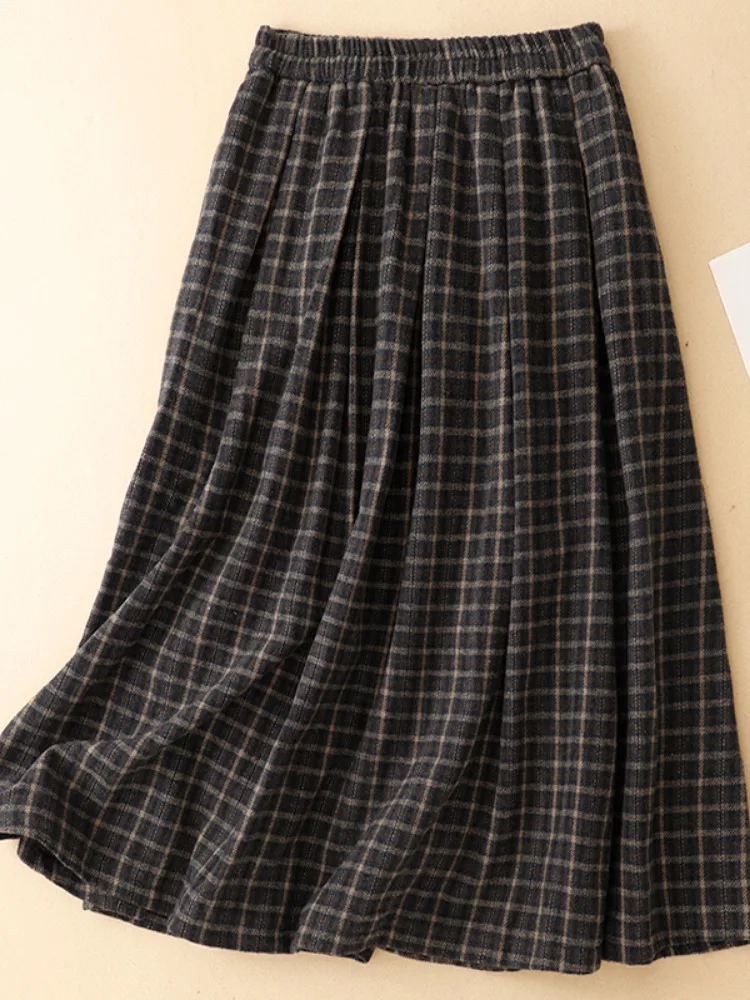 High-End Retro Classic Plaid A-Line  Skirt Women's Daily Matching Pleated Skirt plus Size Super Beautiful Skirt