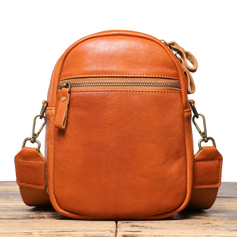 Imagem -03 - Bolsa Tiracolo de Couro Masculina Bolsa Casual de Ombro Mini Mochilas Pequenas Bolsa de Couro Vintage