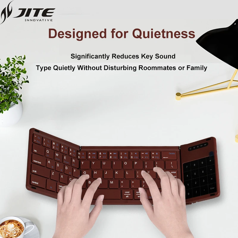 Foldable Wireless Keyboard Ultra Slim Touchpad Bluetooth Keyboard Rechargeable Folding Keyboard for Tablet Laptop