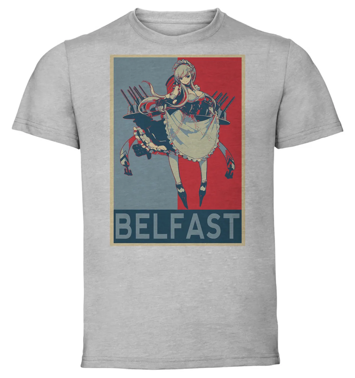 

T-Shirt Unisex Grey Propaganda Azur Lane Belfast variant