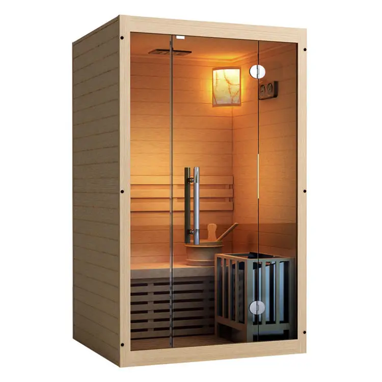 

Traditional Classic 1-2 person sauna room Customizable stove Wooden sauna room with heater indoors