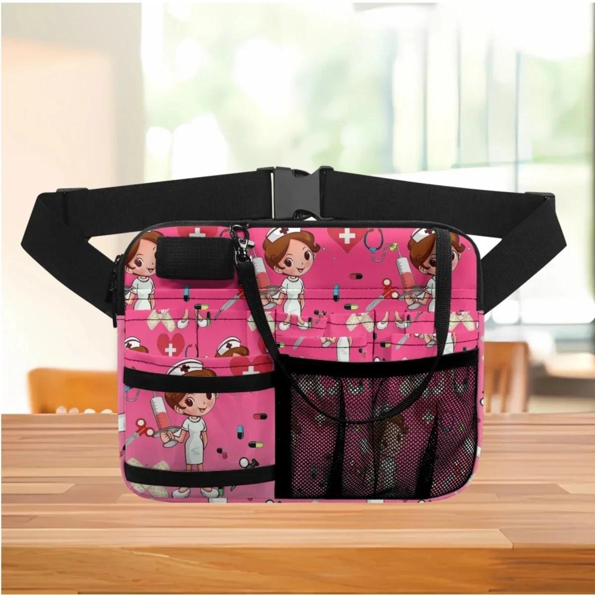 

Gradient Cute Cartoon Nurse Waist Bag Portable Adjustable Casual Fashion Medical Tool Storage Bag Fanny Pack Organizer Pouch New