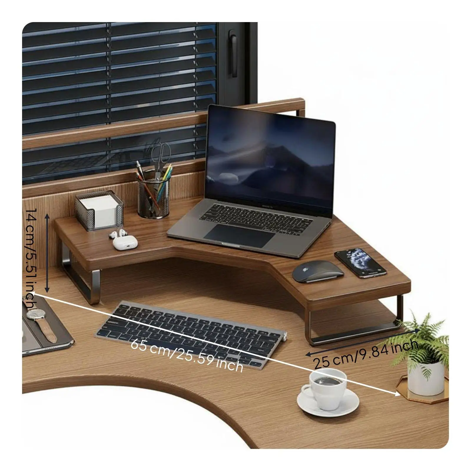 Desktop Monitor Stand Solid Wood Laptop Riser with Bottom Storage for Keyboard and Screen Ergonomic Desk Shelf