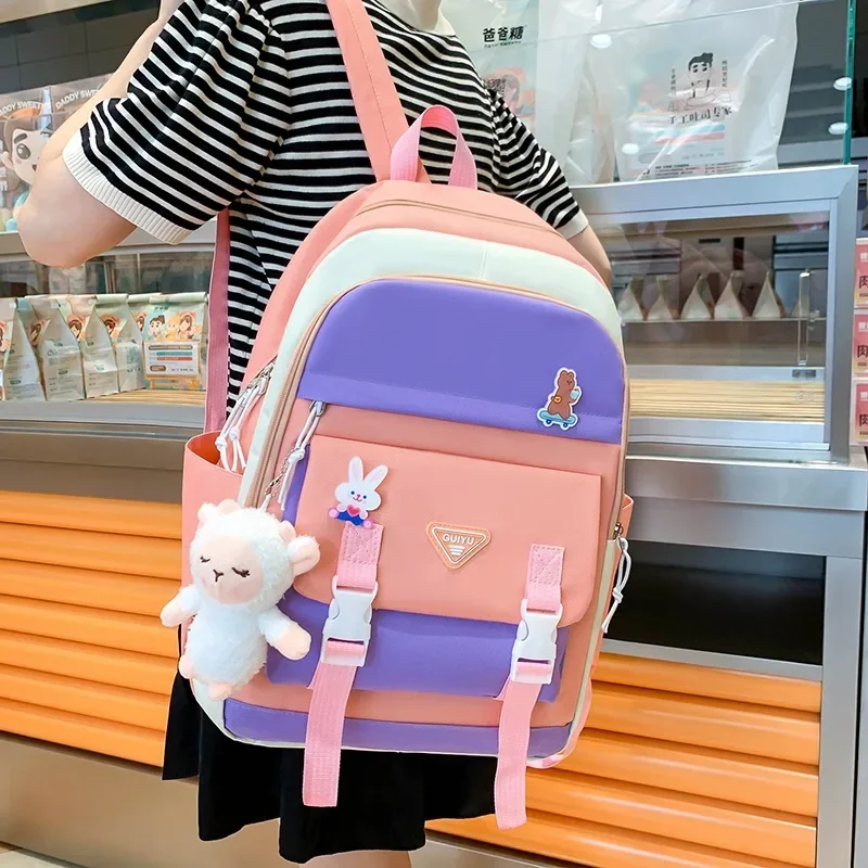 Youth Student Backpack Five-piece Set 4-6 Grade Students Back To School Backpack Cute Girls Must-have Daily Schoolbag