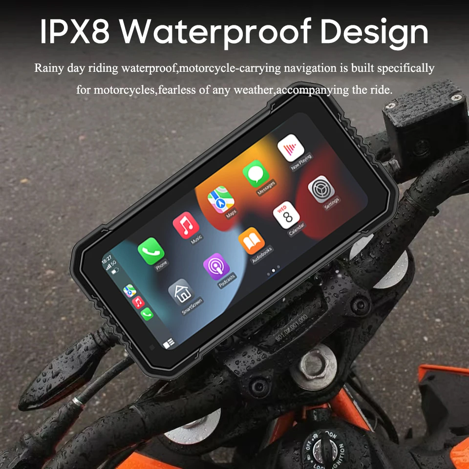 Pantalla de navegación para motocicleta de 6,25 pulgadas, 1560x720, CarPlay inalámbrico, Android, Auto, Motor GPS, Monitor DVR, TPMS opcional