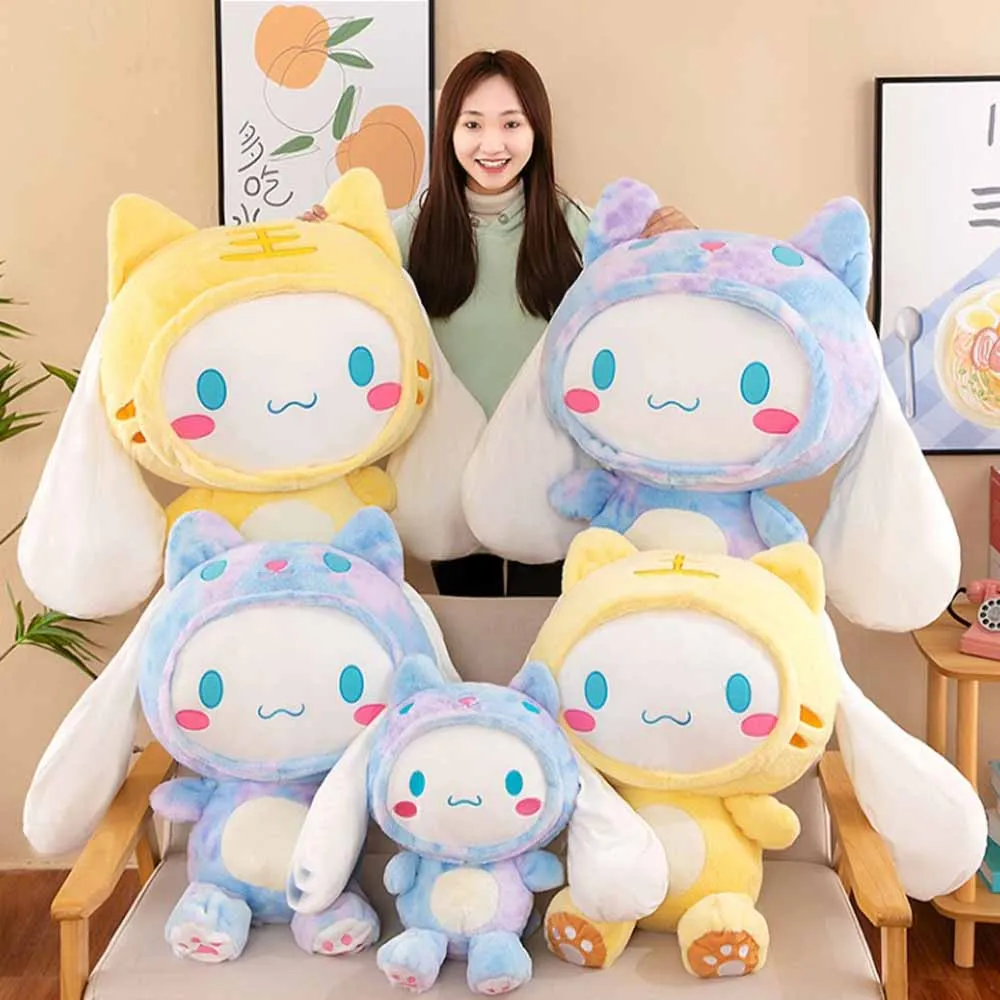 Cartoon Sanrioed Colorful Cinnamoroll Plush Doll Toy Cute Big Eared Dog Plush Dolls Soft Stuffed Toys Kids Girl Christmas Gifts