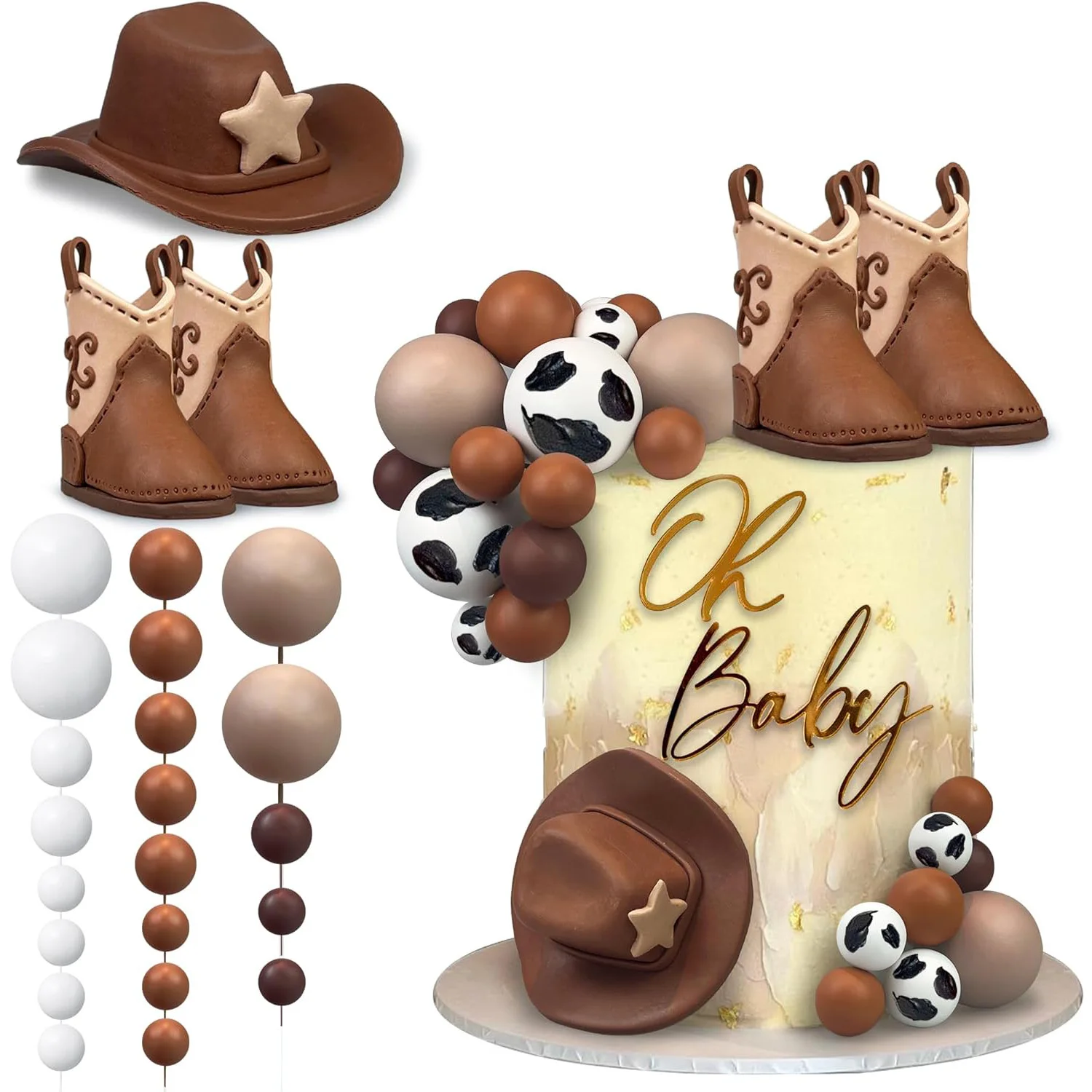 Cowboy Cake Decorations Cowboy Hat Boot Cake Toppers Western Cowboy Birthday Baby Shower for Western Theme Party Favors Supplies