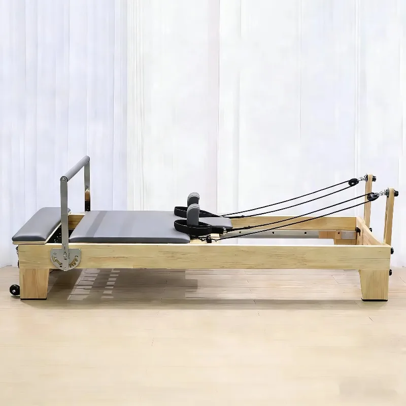 Durable Pilates Reformer Maple Material Yoga Studio Gym Posture Trainer Body Shaping Beauty Equipment