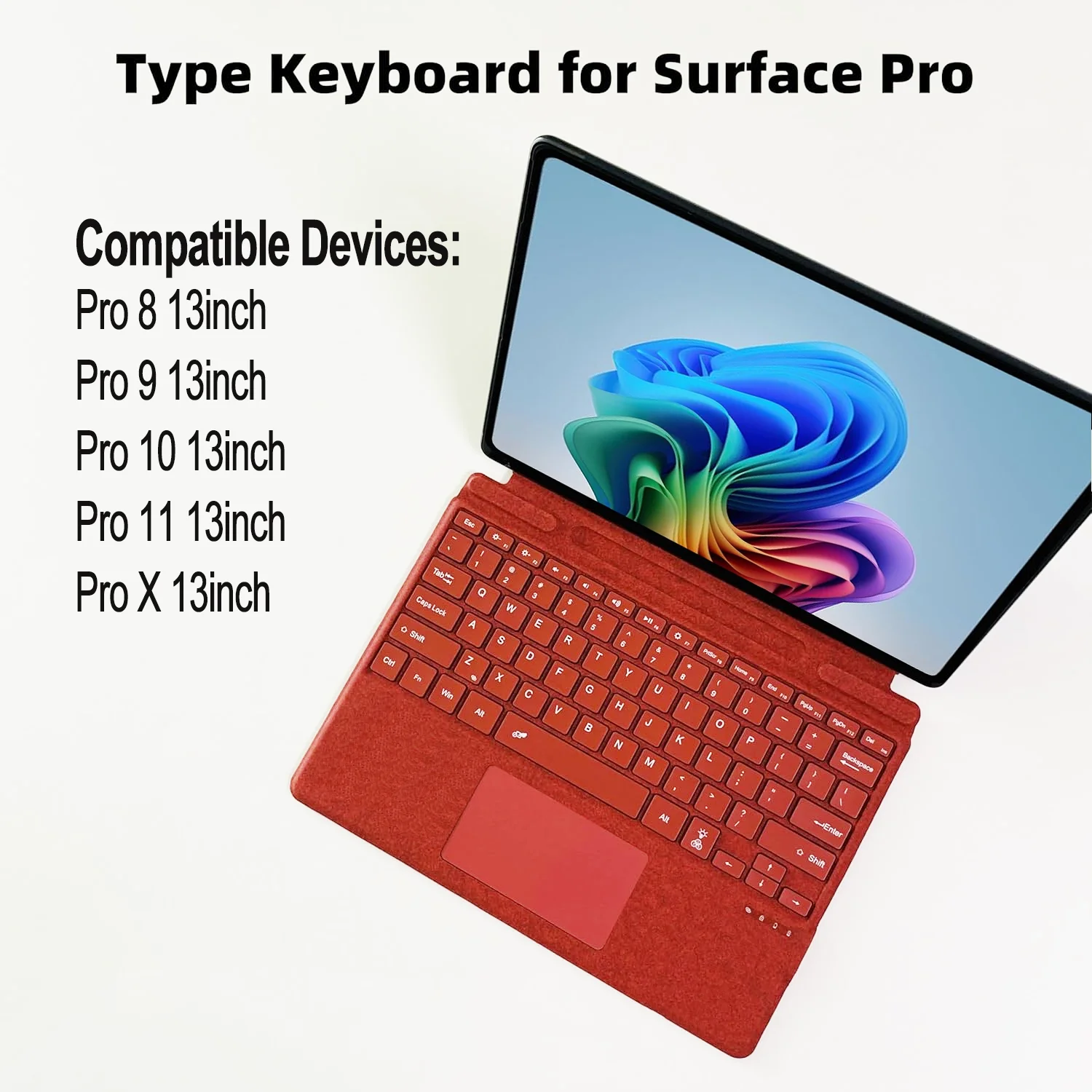 Bluetooth Keyboard for Microsoft Surface Pro 11/10/9/8/X 13 inch with Wireless Multi-Touch Trackpad Backlit Detachable Keyboard