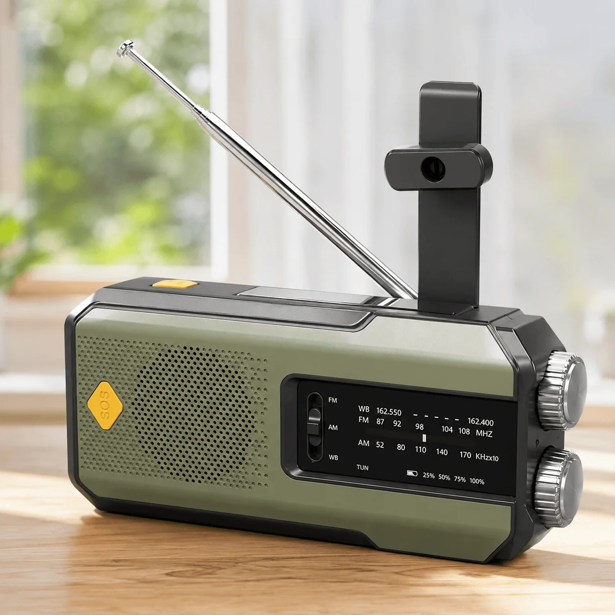 Emergency Radio Solar Hand Crank NOAA Weather Radio AM FM Portable 2000mAh Power Bank Rechargeable Survival Gear LED Camping Flashlight Reading Lamp SOS Alarm Hurricane Earthquake Emergency Kit Battery Operated For Home Outdoor Adventures Hiking