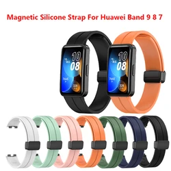 Pulseira de silicone para pulseira Huawei, pulseira macia de substituição, pulseira de fivela magnética, acessórios smart watch, banda 8, 9