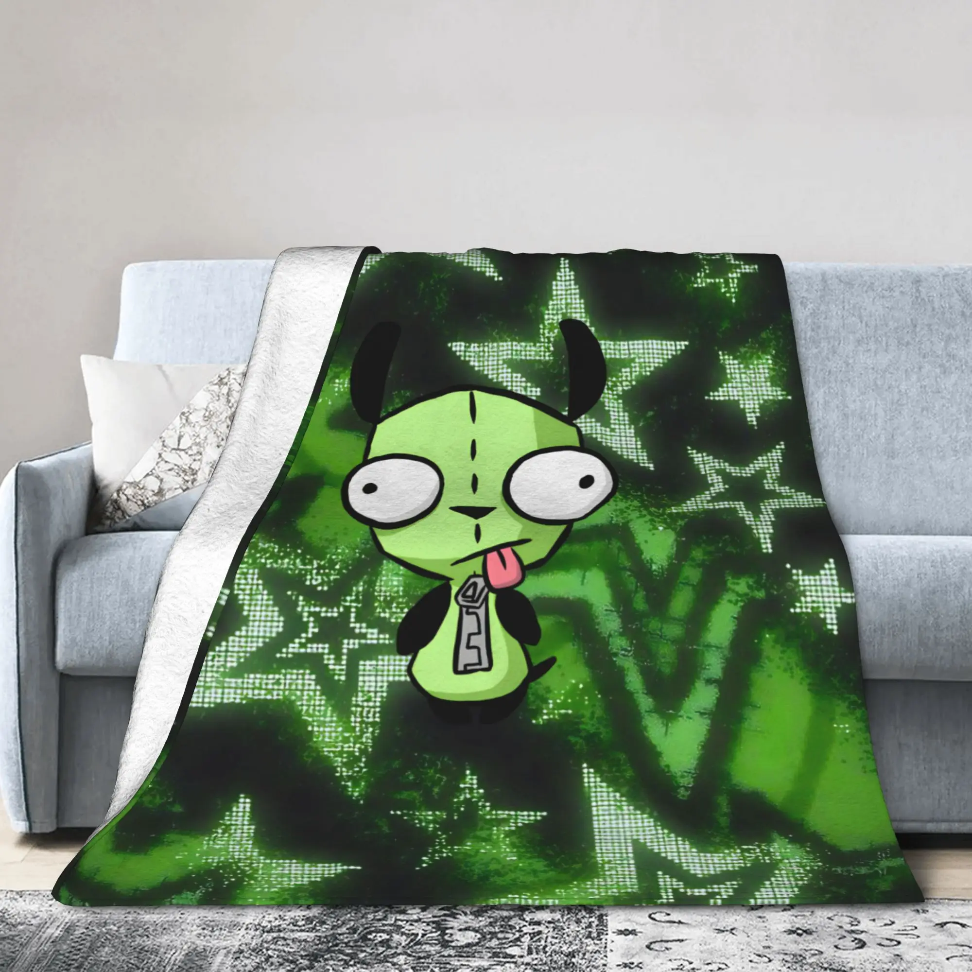 Invaders Zim Cartoon Blankets Fleece Spring Autumn  Breathable Lightweight Thin Throw Blankets for Bedding Travel Rug Piece