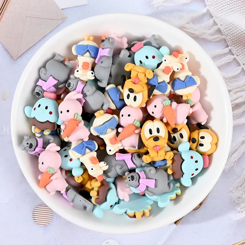 10 Pcs Cute 3d Resin Cartoon Animal Cat Dog Flat Back Cabochon Scrapbook Phone Craft  DIY Embellishments Accessories,10Yc21746