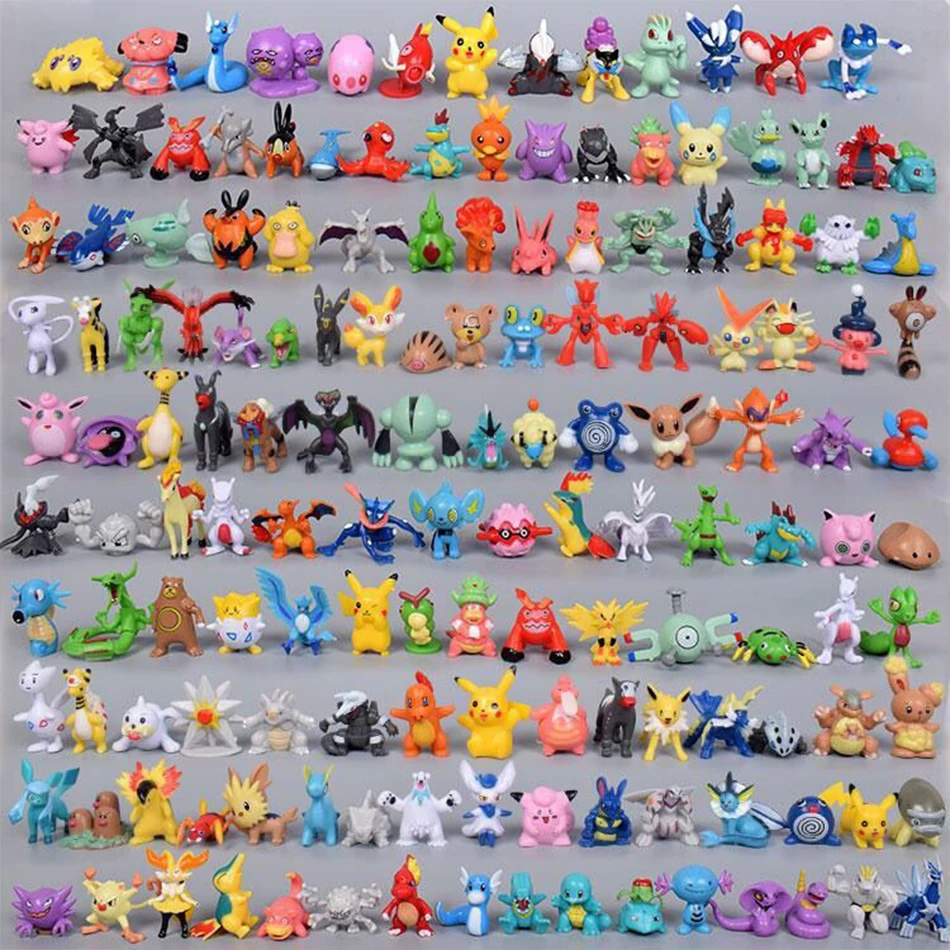 متوفر 24-144 قطعة بوكيمون نمط مختلف أنيمي الشكل بيكاتشو صغير 2-3 سنتيمتر مع صندوق عمل نموذج لا تكرار لعبة عيد الميلاد Gif