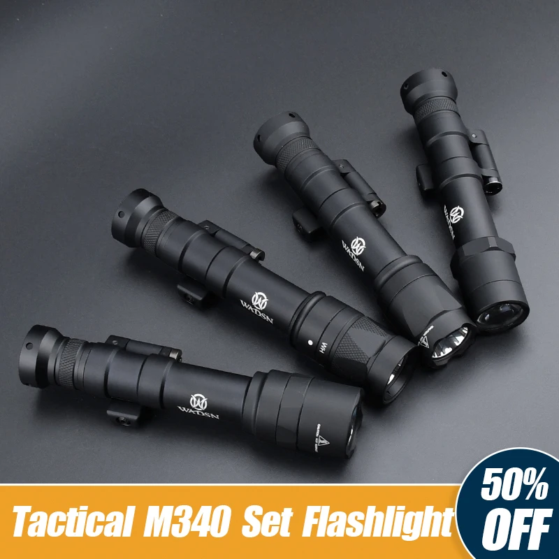 

WADSN M340 Flashlight Airsoft Hunting Weapon LED Scout Light Strobe With Rotating Base Fit M-LOK Keymod 20MM Rail