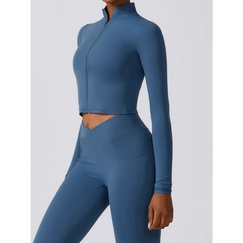 

Women's Long Sleeve Top Zipper Jacket Yoga Shirts Running T-Shirt Workout Fitness Gym Sports Top Training Crop Top Clothes