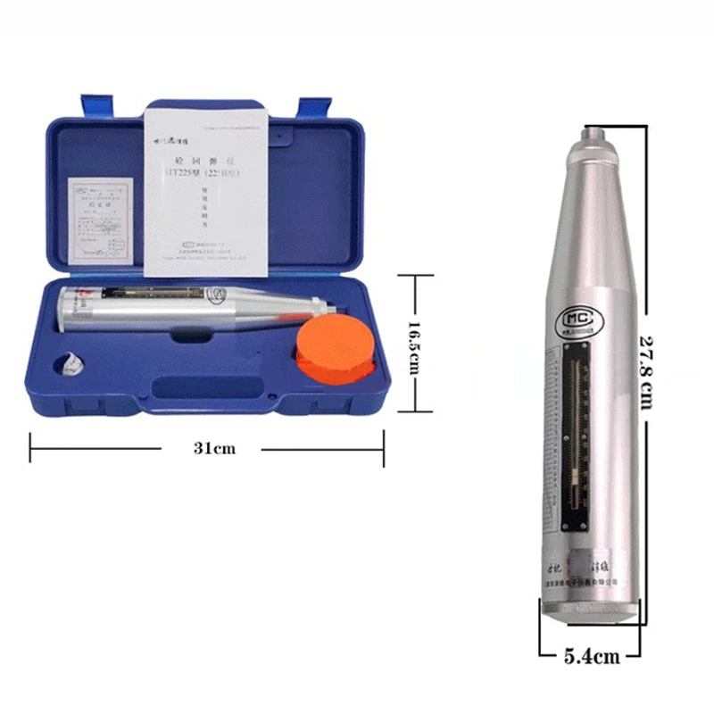 HT-225 Portable Concrete Rebound Test Hammer Schmidt Hammer Testing Equipment Resiliometer Blue Instrument Case