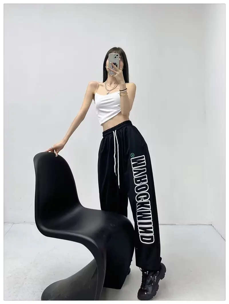 

Casual pants street dance elastic waistband harem pants black square dance workwear long pants spring and autumn fashion