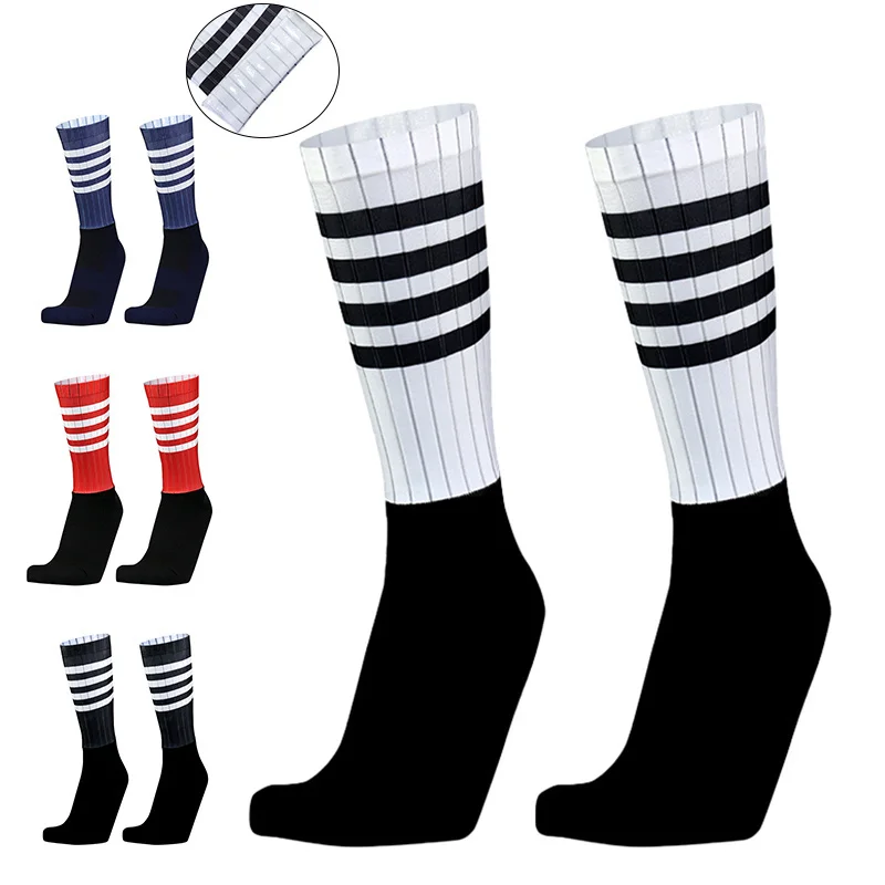 New striped fabric cycling socks men's non-slip seamless aero bike wear-resistant road Calcetines Ciclismo