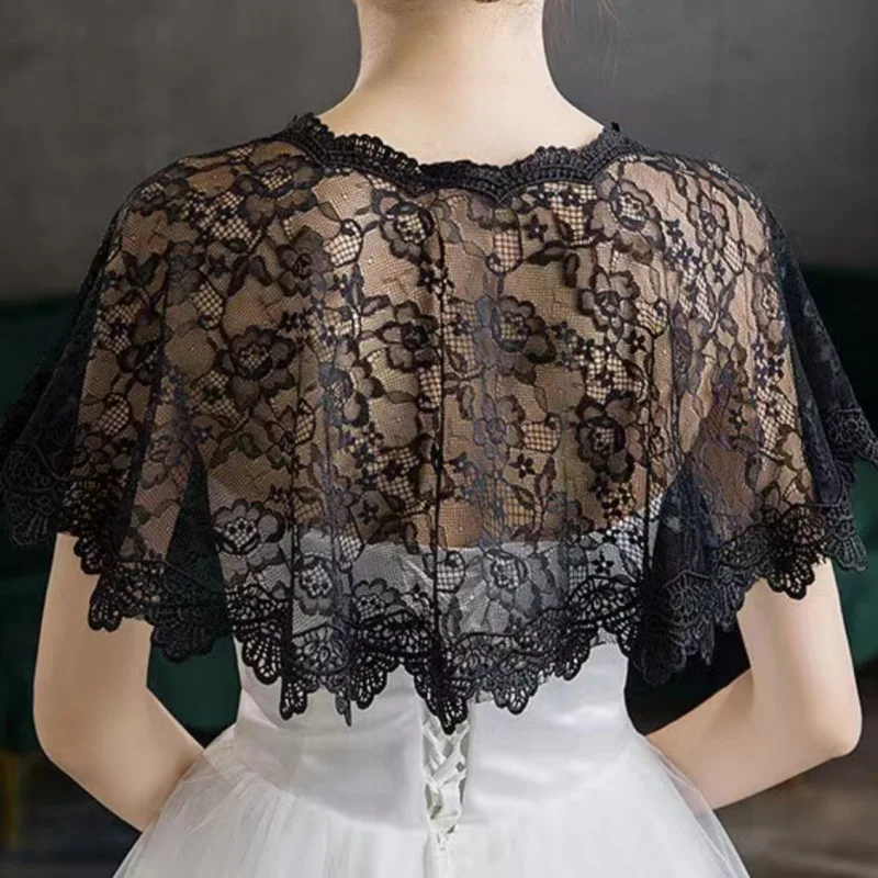 Elegant Bridal Lace Wraps Wedding Accessories Short Sleeves Shurg Evening Dress Cape Bridal Gown Shawl image 4