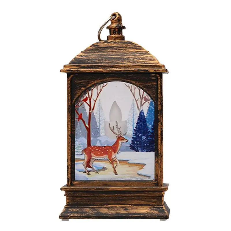 Fall Lantern Decorations Elk Fall Lighted Lantern Wind Lantern Glitter Christmas Decor Battery Operated Home Ornaments For