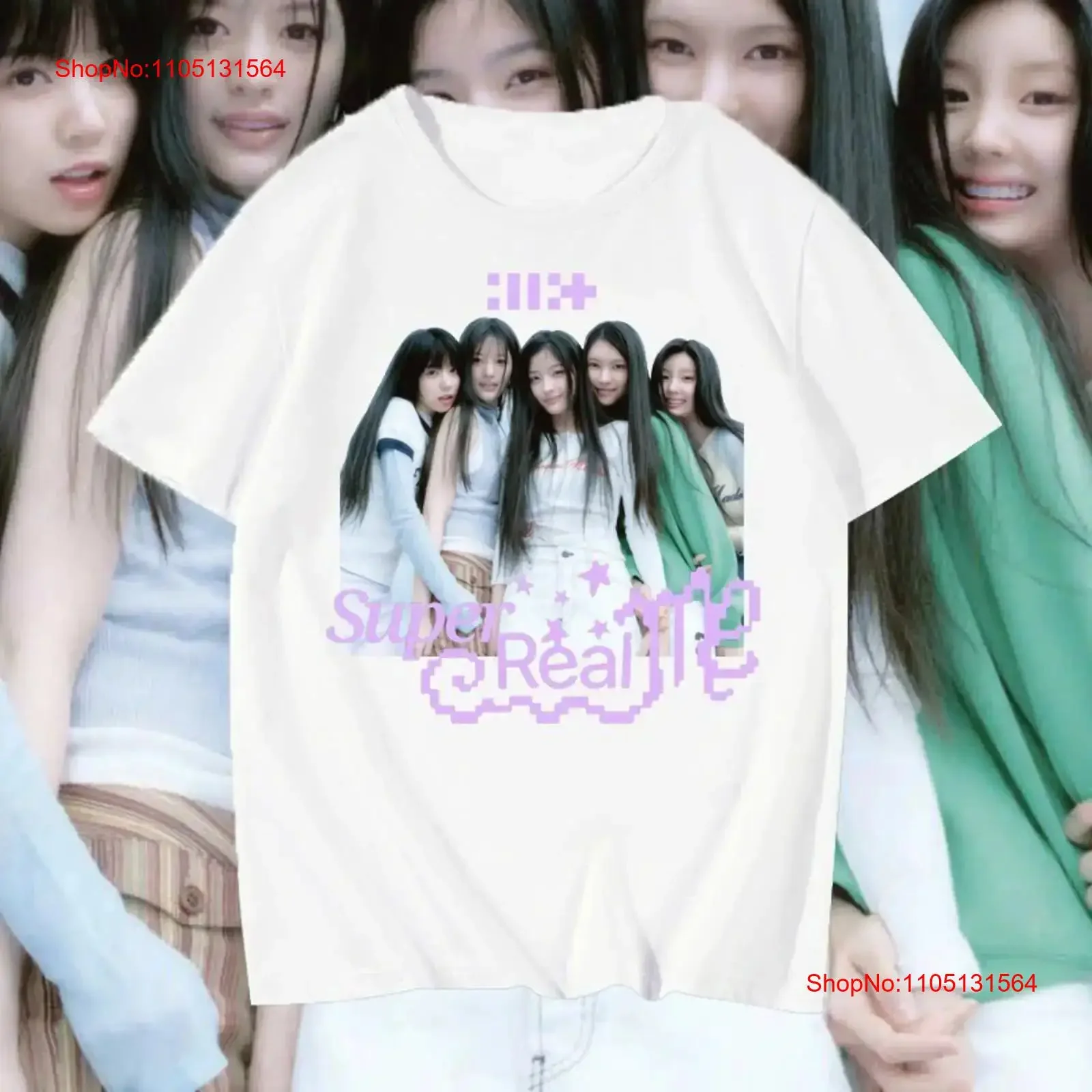 ILLIT SUPER REAL ME T-Shirt Kpop Girl Group Fan für S 5XL Vintage Washed Homme Leicht Unisex Top für den täglichen Gebrauch gestreckt
