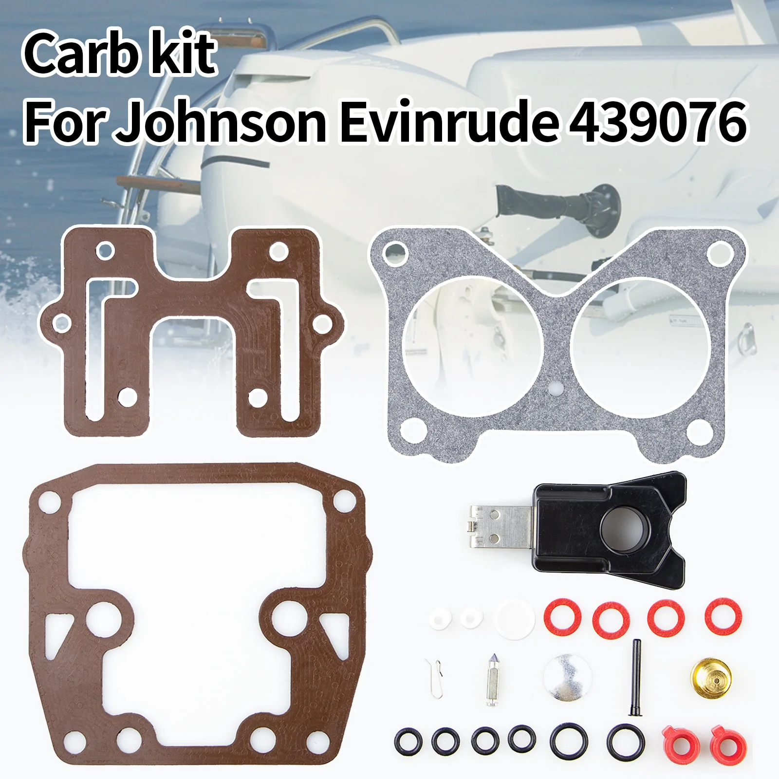 مجموعة إعادة بناء المكربن بالعوامة ، متوافقة مع Johnson evinv4 85 90 rude