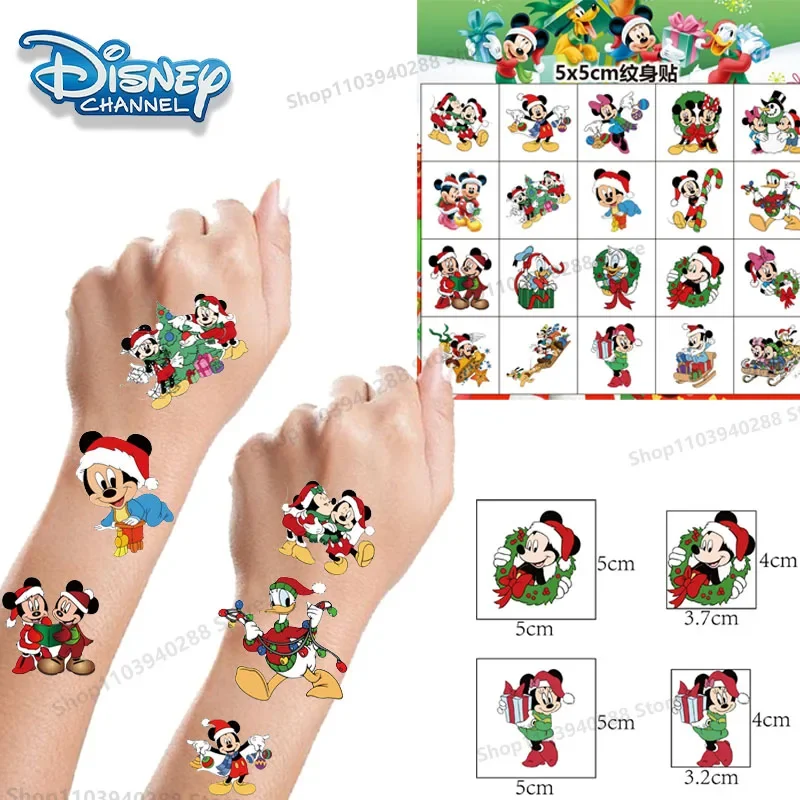 Disney Mickey Mouse Tattoo Stickers Cute Cartoon Anime Christmas Mickey Minnie Sticker Decoration Supplies for Kids Gifts