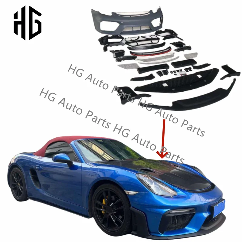 China manufacturer Cayman 981 gt4 rs bumpers body kit PP gt-4 rs front bumper lid kits