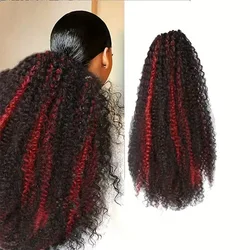 Synthetic wig african small roll drawstring ponytail wig for women