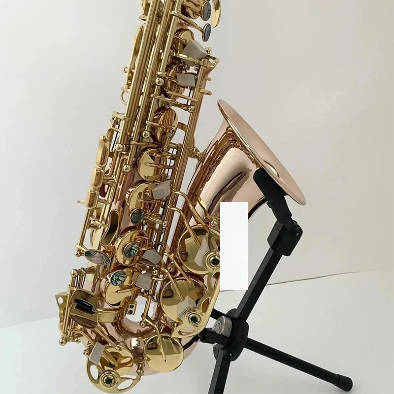 

High-end Rose Gold Professional Alto Saxophone Down E-tune Upgrade Double-rib Abalone Key Professional-grade Jazz Instrument