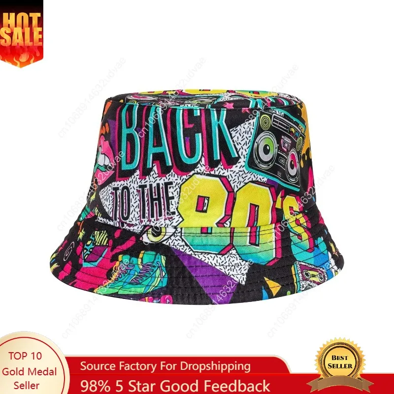 

Fumwase Fashion 80s 90s Bucket-Hat Fishing-Hat Packable Fisherman Hat Rave Party Accessories Hat for Men Women Summer Beach Part